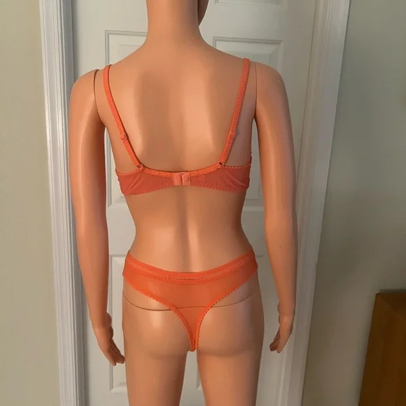 Elegant Coral Lace Bra and Panty Set